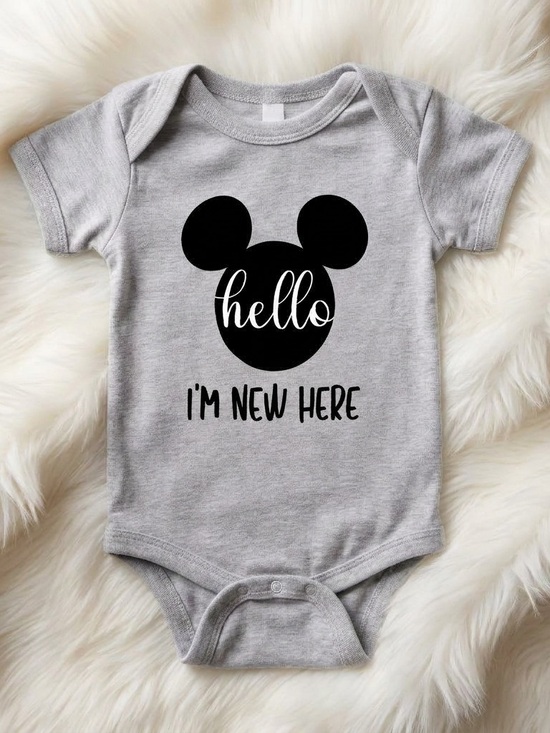 etoc Other - Hello I'm New Here Grey Baby One-Piece